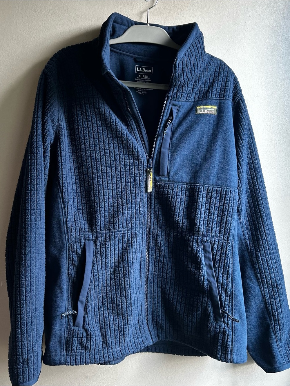 L.L. Bean Men’s Navy Textured Full-Zip Fleece Jacket